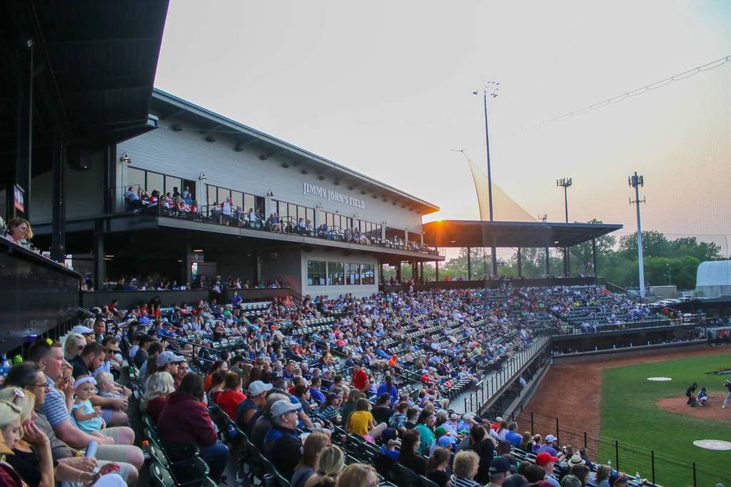 jimmy johns field at sunset