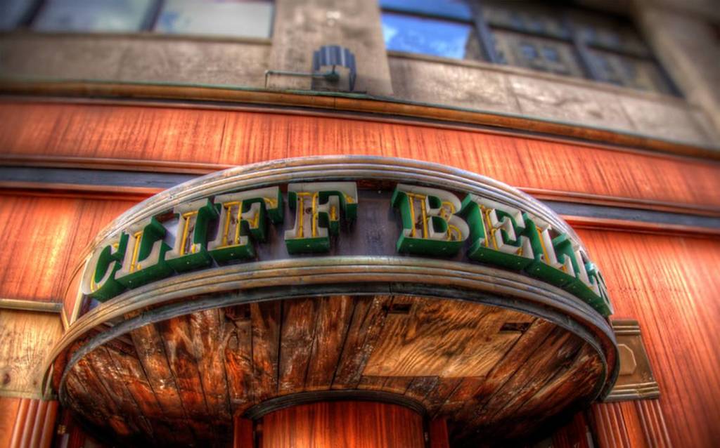 The exterior of the Cliff Bell's Jazz CLub in Detroit.