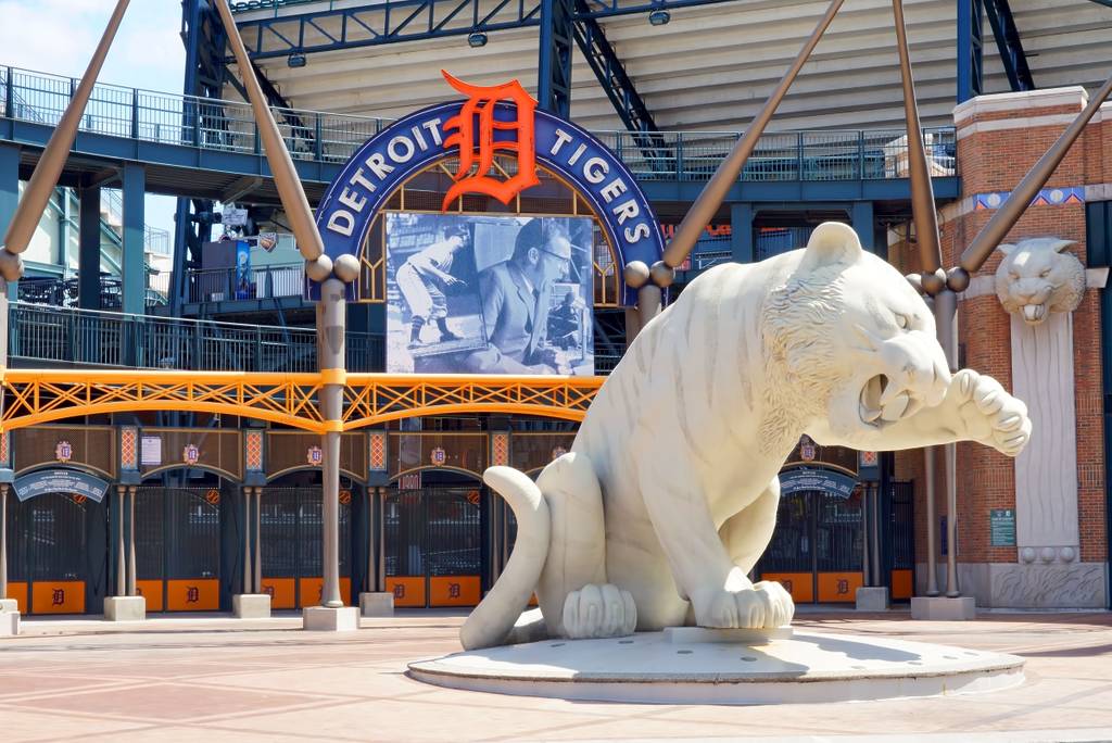 Detroit, Michigan - Aug 2020: View of the Detroit Tigers Mascot