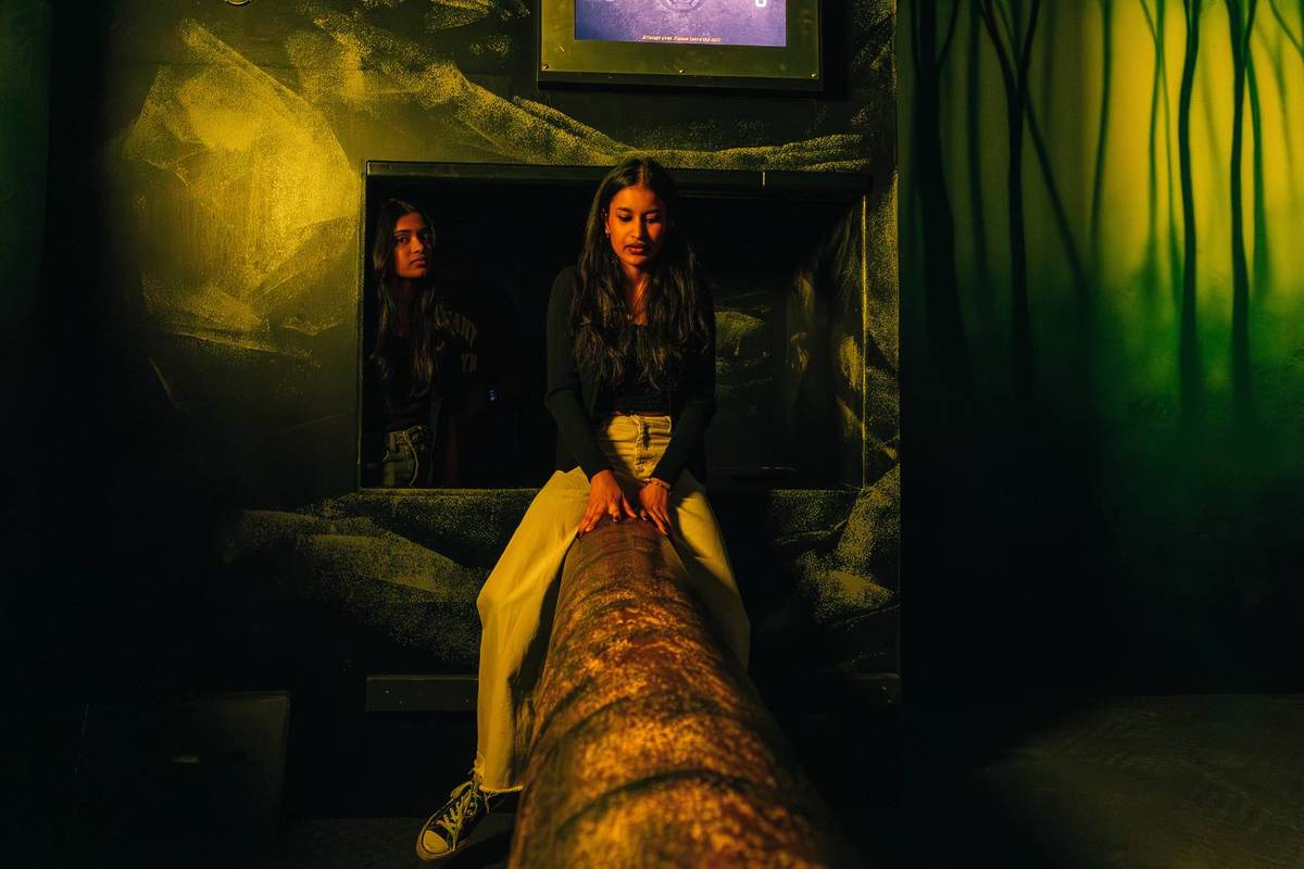 A contestant taking part in the Prison Island escape challenge