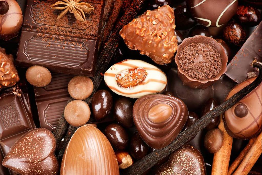 A variety of chocolates stock image - similar to the variety you can eat on World Chocolate Day