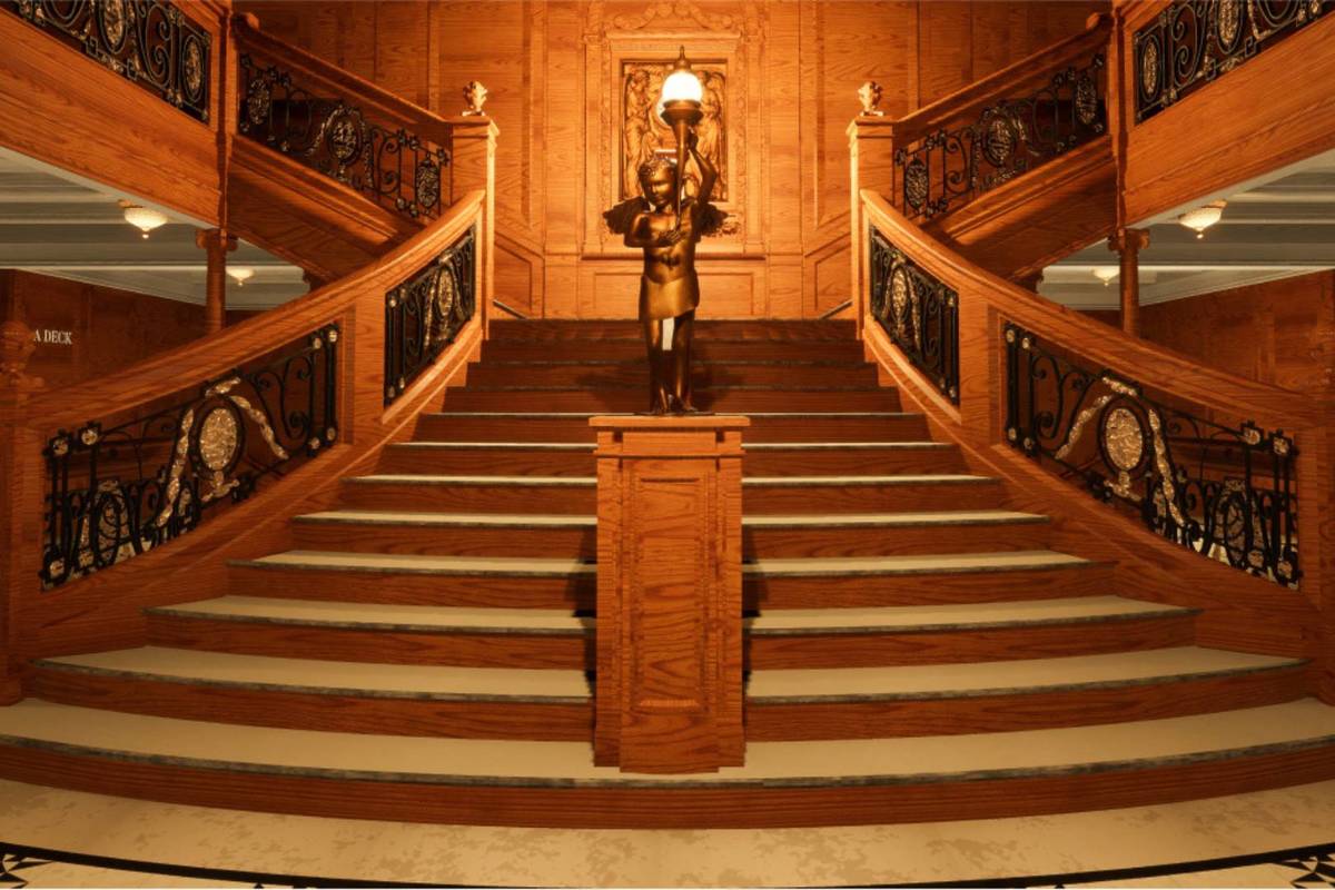 The grand staircase at Titanic: A Voyage Through Time