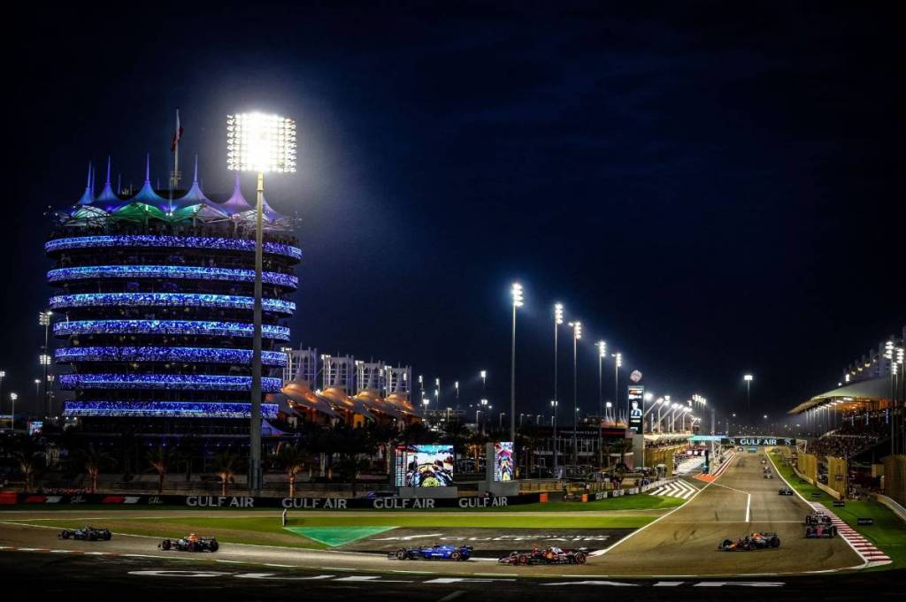 The FORMULA 1 GULF AIR BAHRAIN GRAND PRIX 2027 lighting up the Bahrain International Circuit