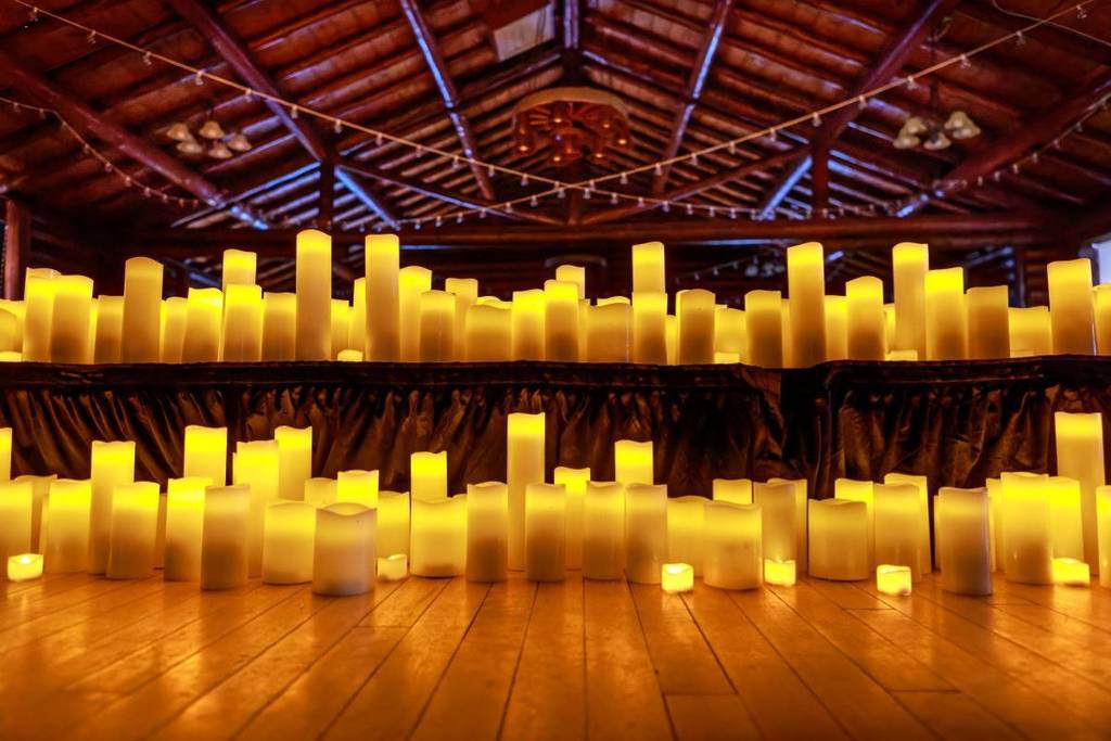 Candles on display at The Bison Lodge for a Candlelight concert.