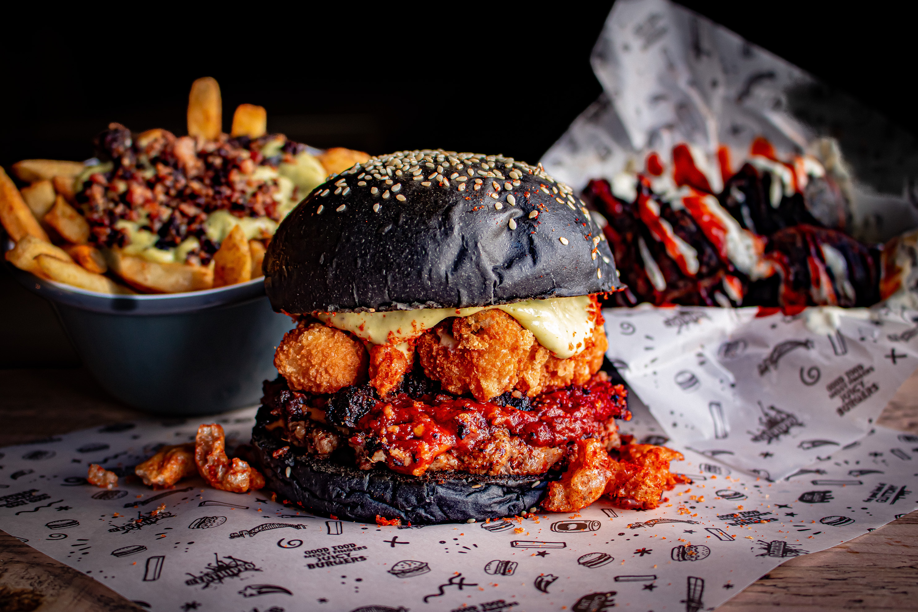 fat hippo halloween black burger