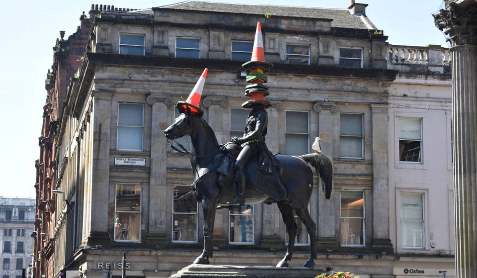 APRIL FOOLS: Glasgow City Council is looking for an official “Cone Specialist” to place cones on the Duke of Wellington Statue to help encourage tourism – here’s how to become one