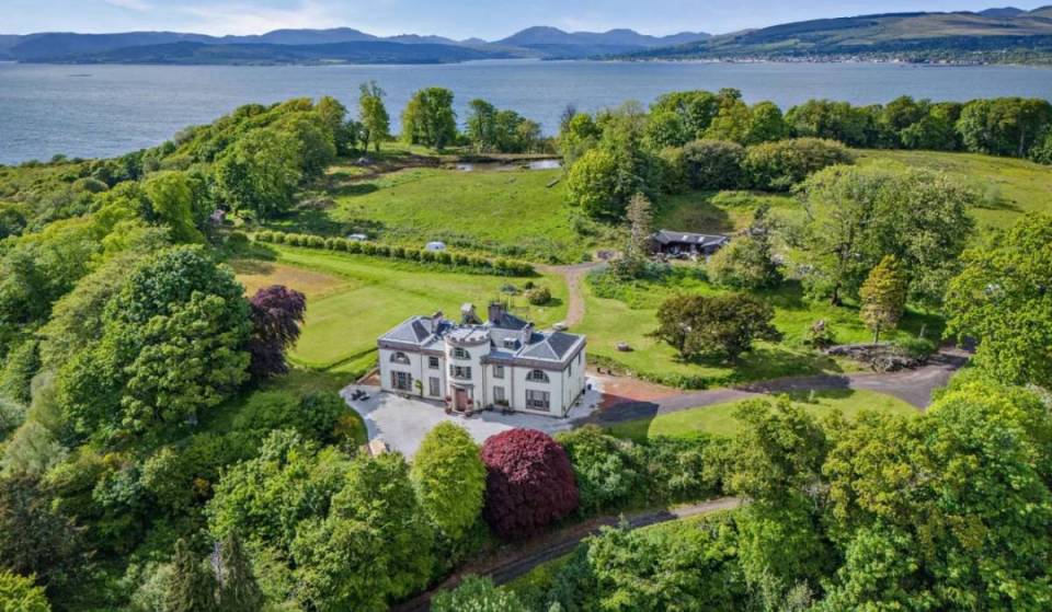 The six-bedroom mansion on its own private peninsula with stables, 22 acres, and a 16th-century tower for sale 55 minutes from Glasgow for £635,000