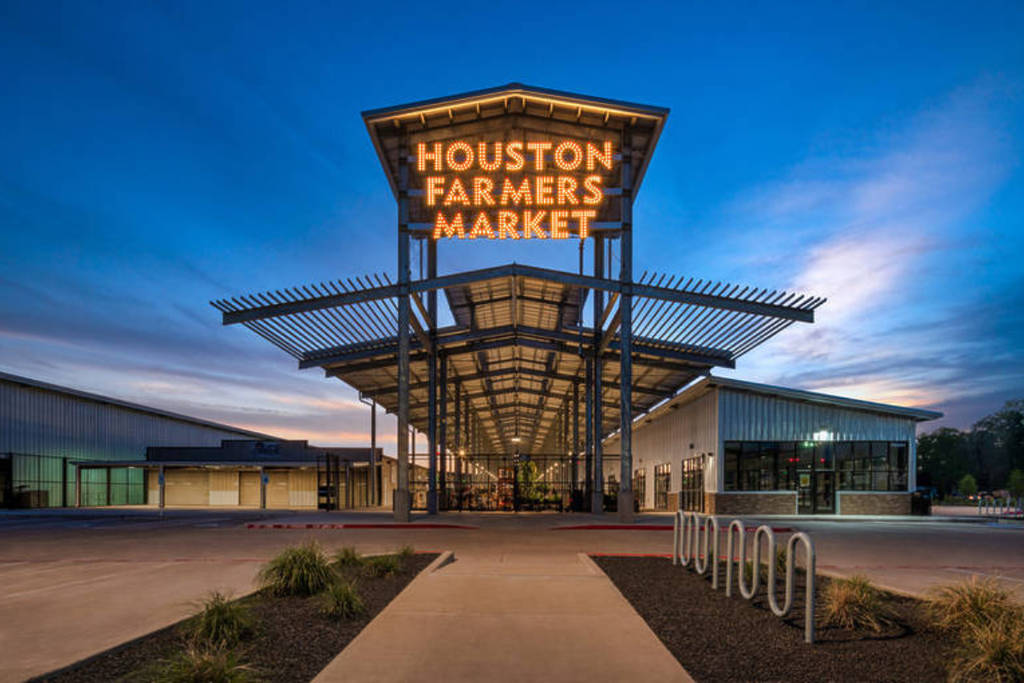 Image shows the entrance to Houston Farmers Market.
