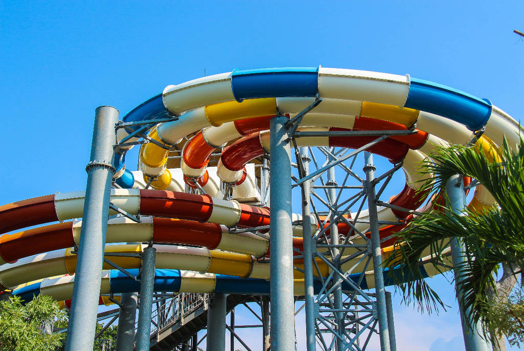 Image shows slides at a waterpark.
