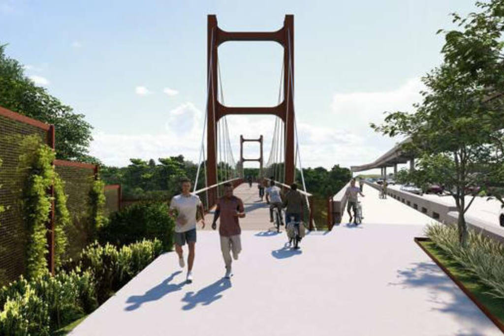 Rendering shows people on the coming Uptown Houston & Memorial Park project.