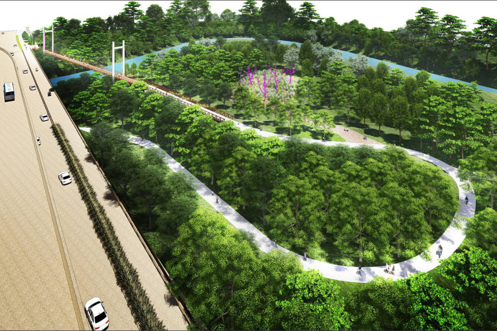 Rendering shows what the Uptown Memorial Park Trail & Bridge Project.