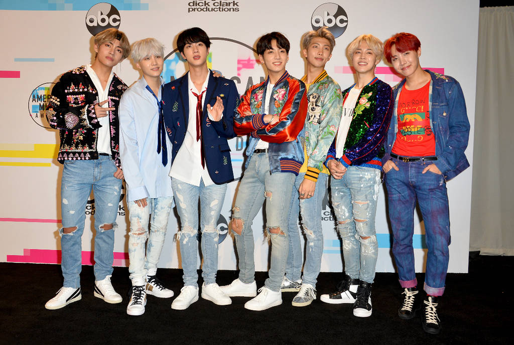 Image shows K-pop group, BTS.
