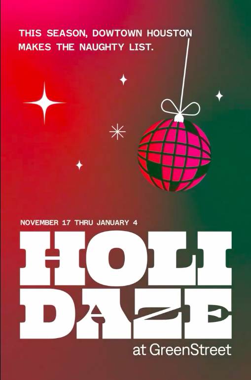 Graphic shows an advertisement for GreenStreet Holidaze.