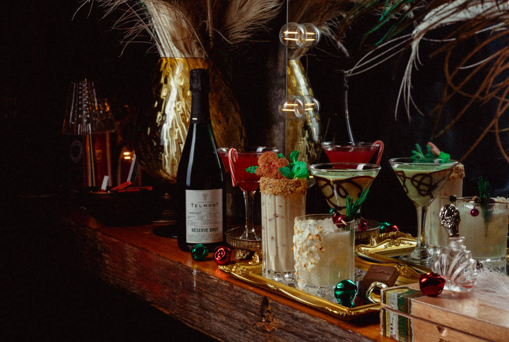 Image shows the themed drinks from the Havana Holiday pop-up in Houston.