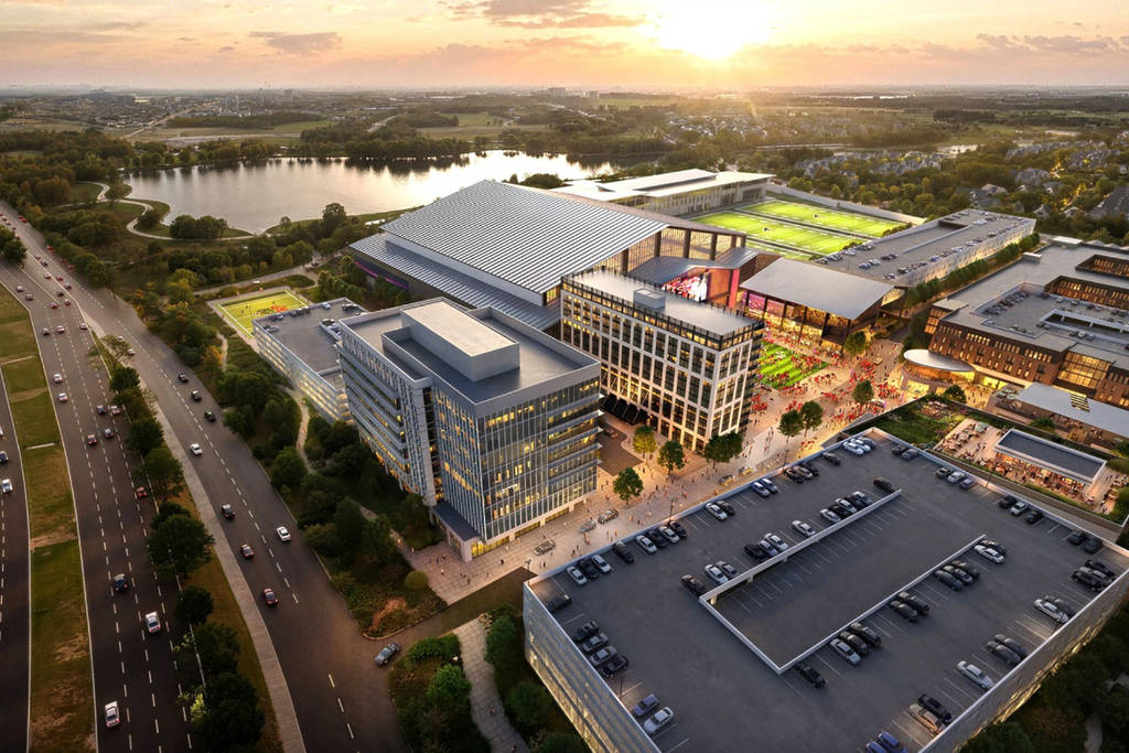 Image shows rendering facilities as a part of the coming Toro District in Houston.