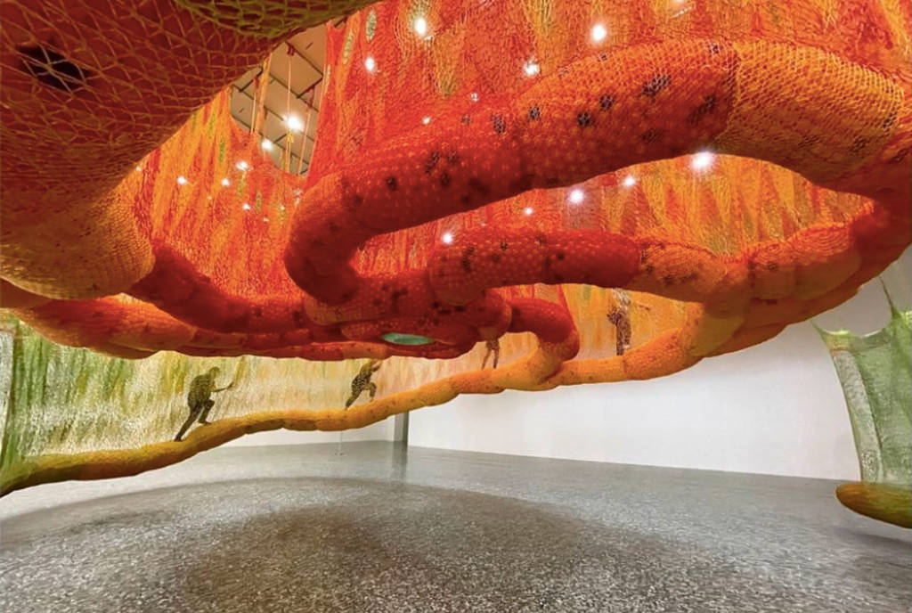 Image shows SunForceOceanLife exhibition at MFAH Houston.