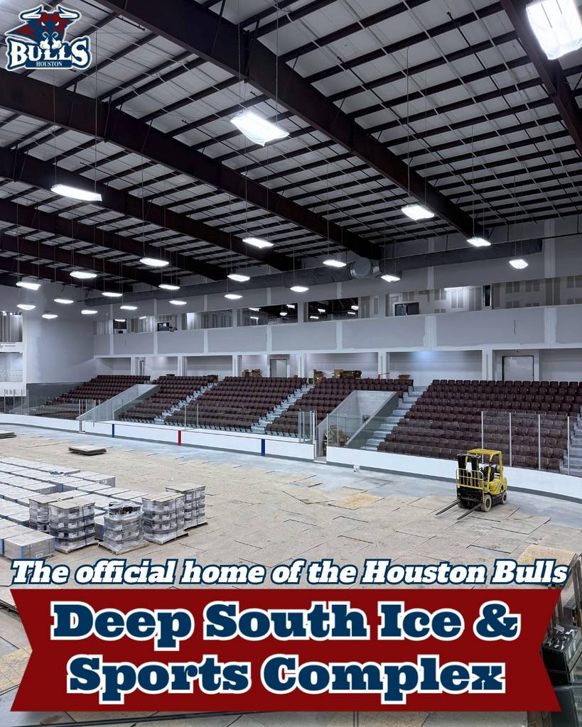 Image shows construction process of the Deep South Ice & Sports Center.