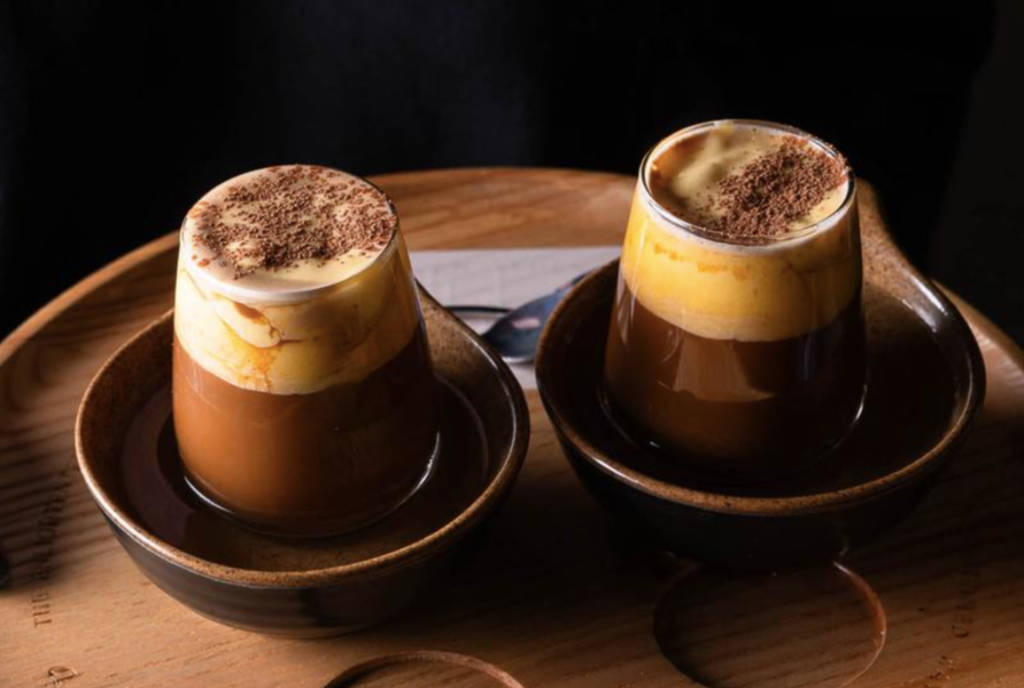 Image shows two Vietnamese coffees are prepared by Trung Nguyen