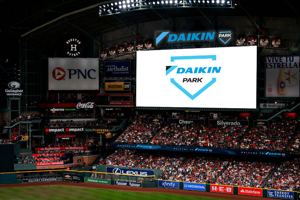 Image shows a large monitor at Daikin Park.