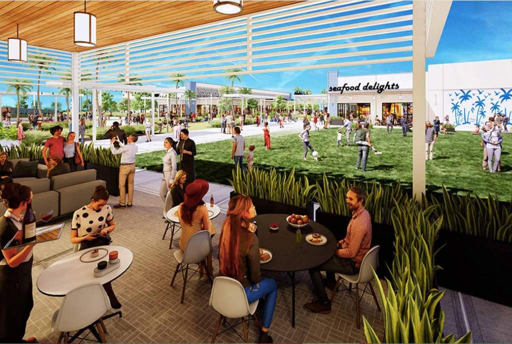 Image shows a rendering of the coming San Jacinto Marketplace in Houston.