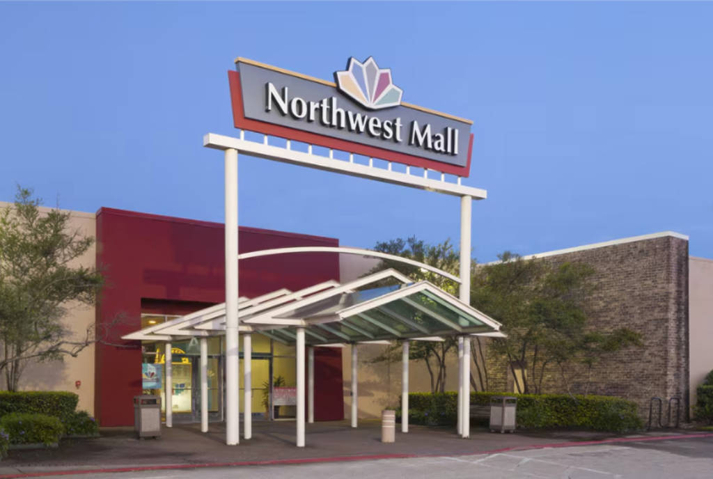Image shows the entrance of the former Northwest Mall.