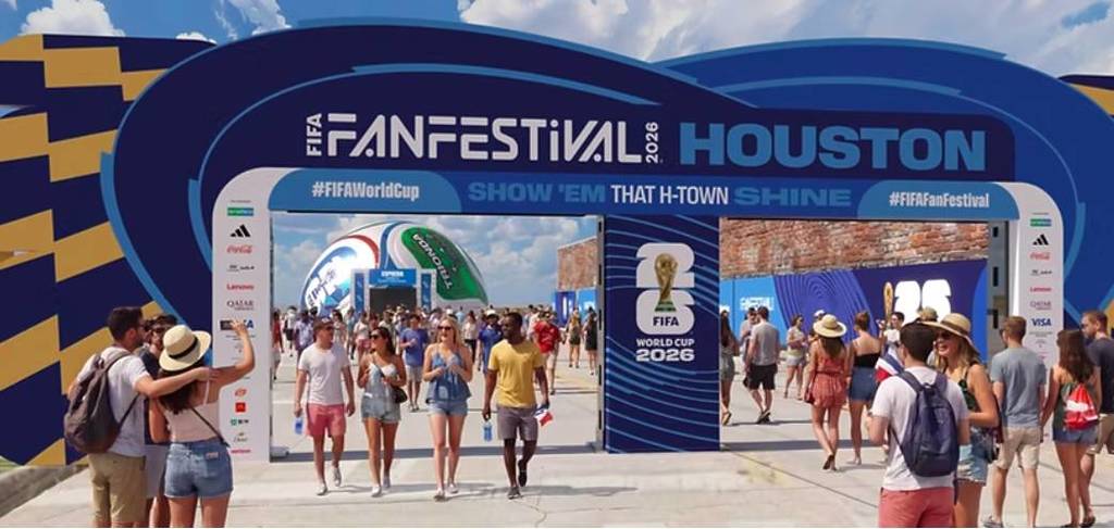 Rendering shows FIFA Fan Festival in Houston entryway.