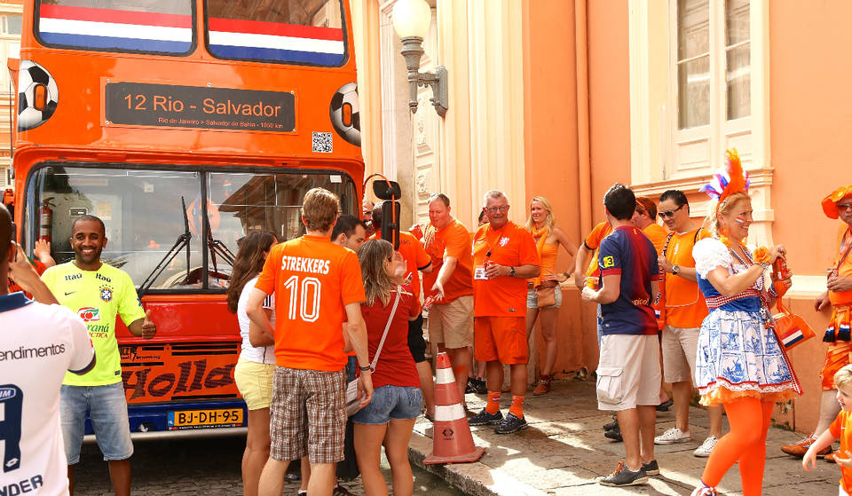 The famed Dutch double-decker orange bus arrives in Houston area for FIFA World Cup festivities
