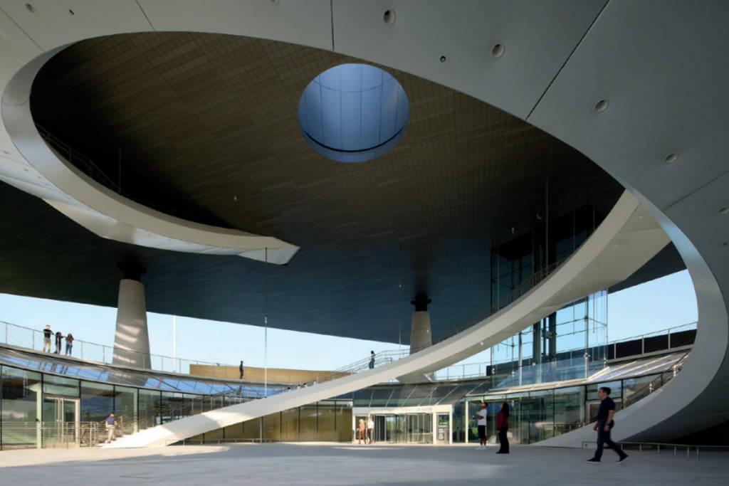 Image shows the oculus installation inside the National Medal of Honor Museum in Arlington, Texas.