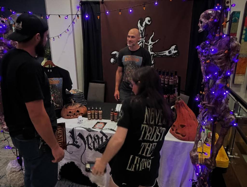 Image shows a vendor at the Houston Horror Film Fest.