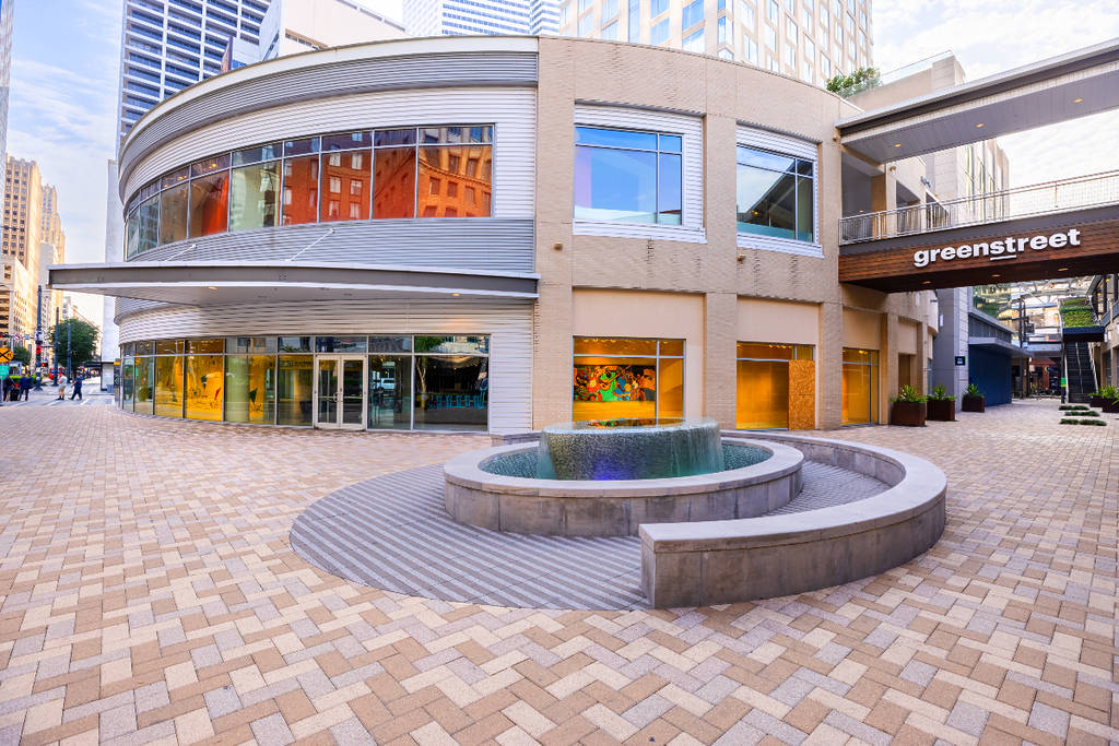 Image shows the entrance to GreenStreet in Downtown, Houston.