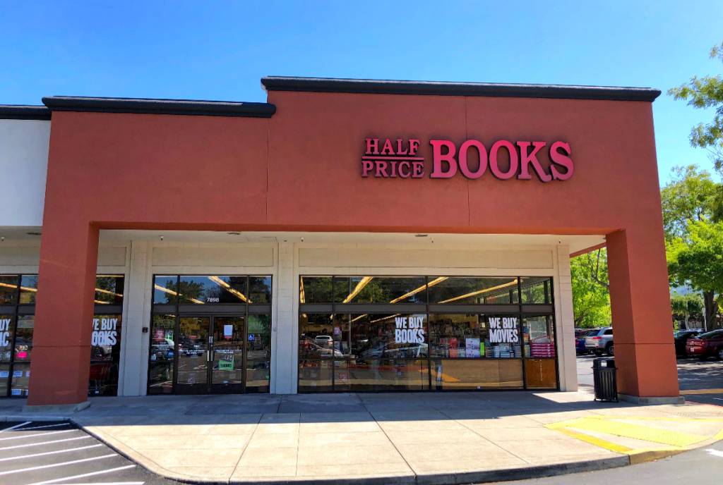 Image shows the storefront to a Half-Price Books.