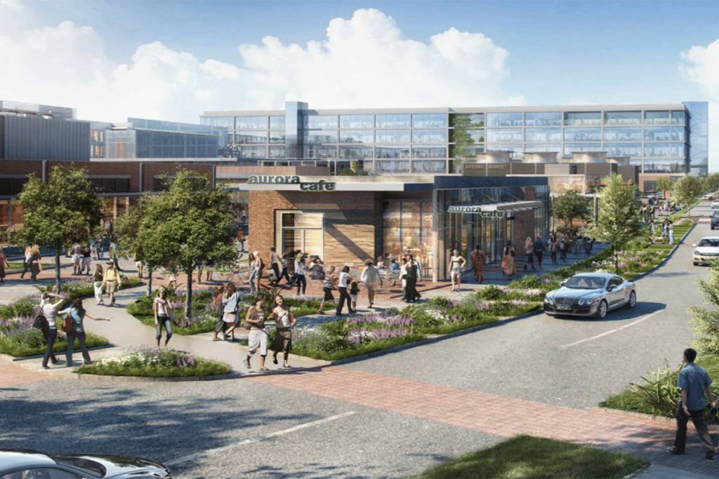 Image shows rendering of The Grid development in Stafford, Texas.