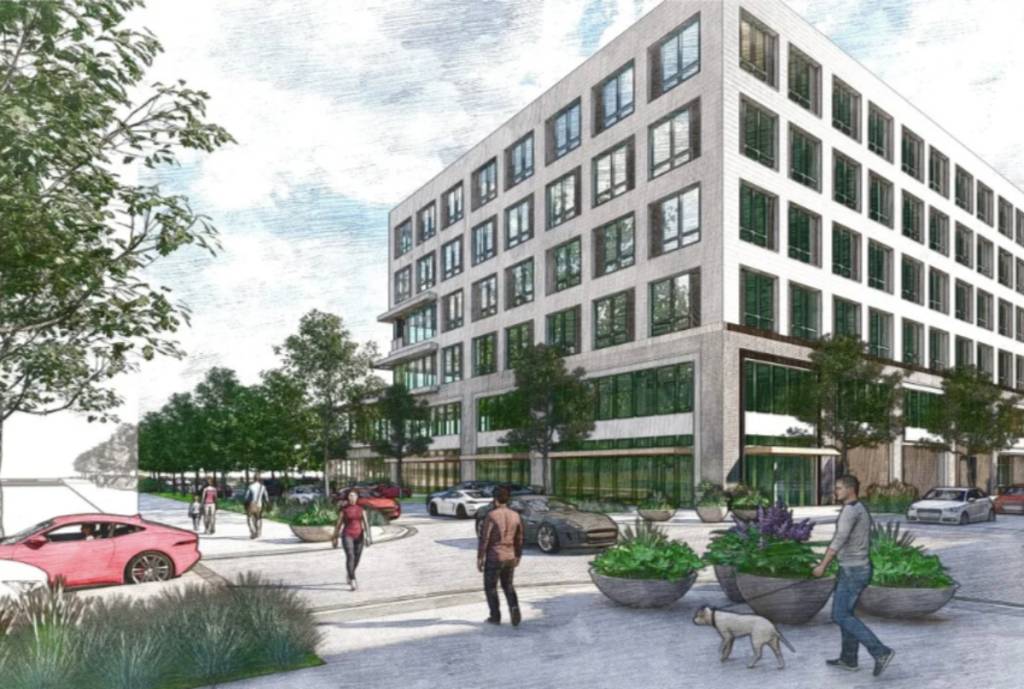 Rendering shows visual conception of Park Eight Place development in Houston