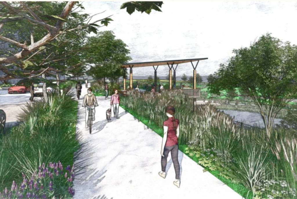 La imagen muestra una representación visual del proyecto Park Eight Place en Houston