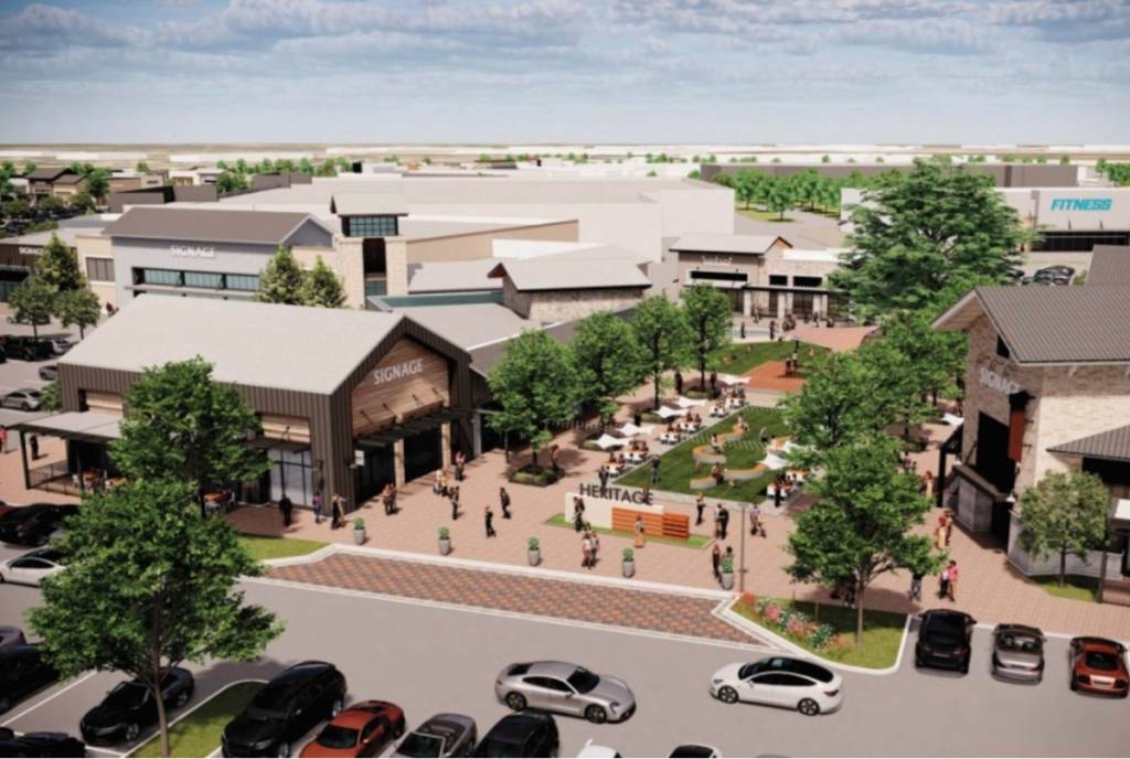 Rendering shows the Texas Heritage Marketplace. 