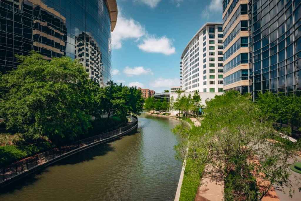 Image shows the canal at The Woodlands