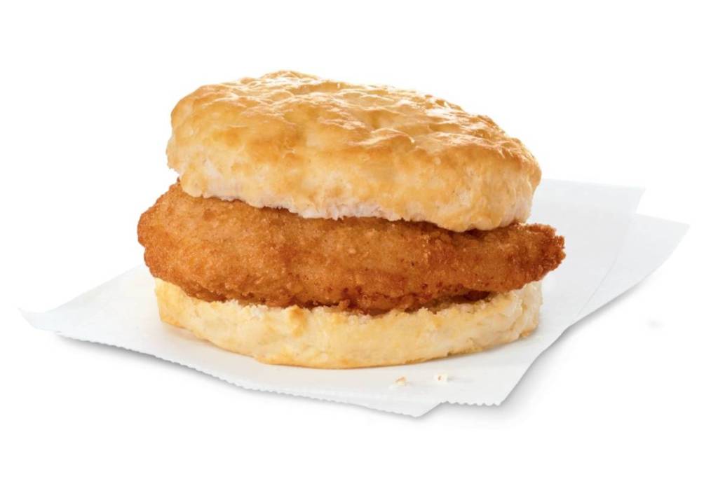 Image shows a Chick-fil-A Chicken Biscuit.