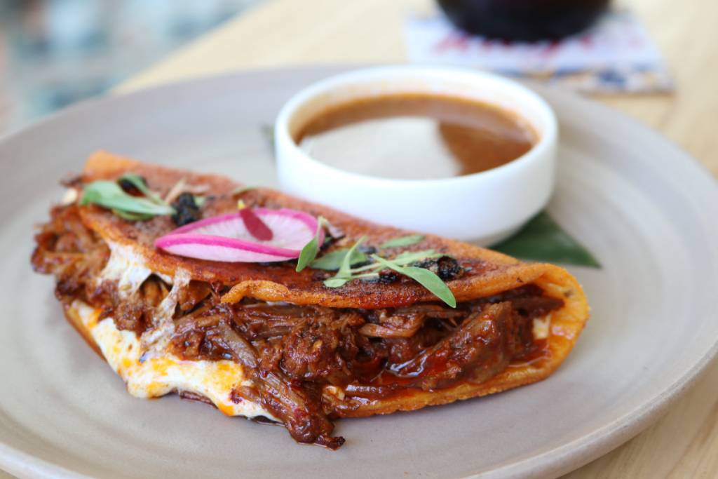 Image shows a Mexican plate as served at Hugo's restaurant in Houston.