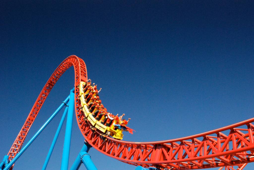 Image shows a rollercoaster ride.