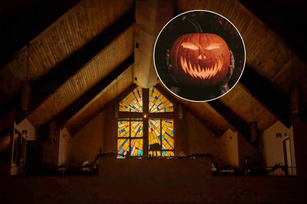 Resurrection MCC in Houston, overlaid with a photo of a pumpkin