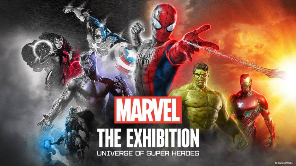 La imagen muestra un cartel de «Marvel: The Exhibition».