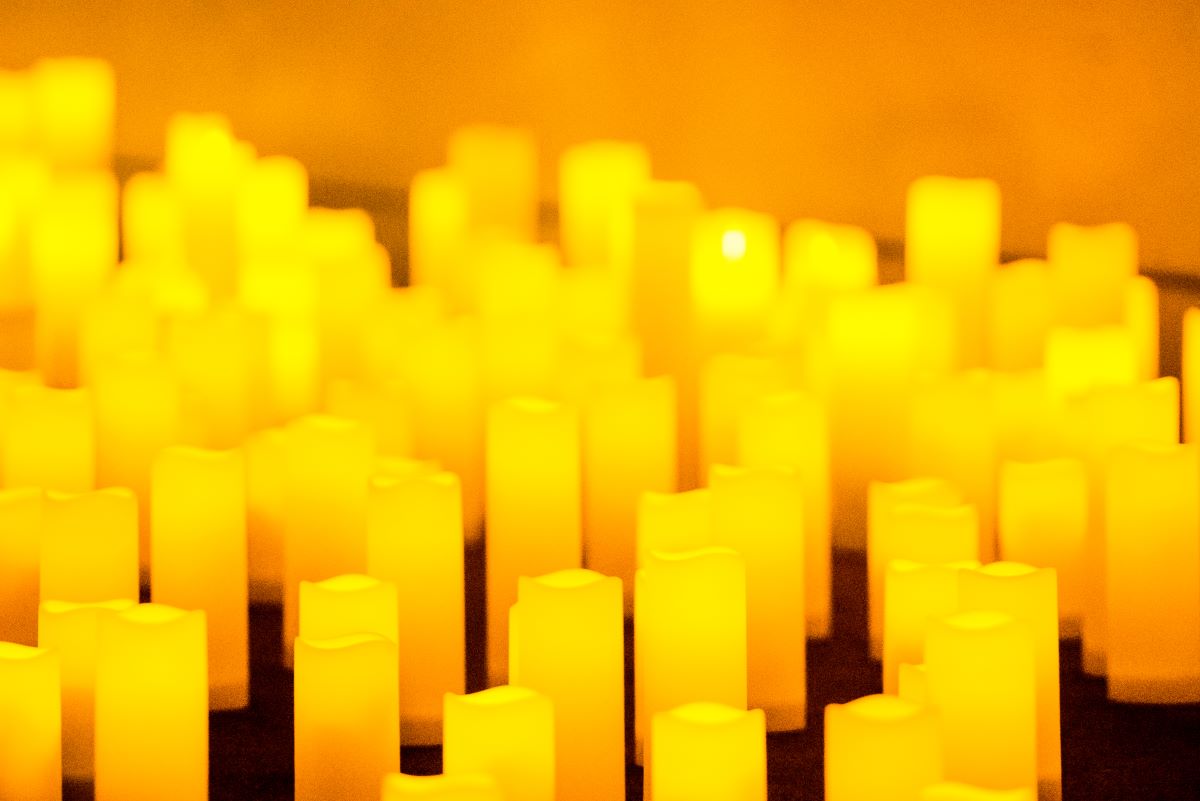 A close up of candles