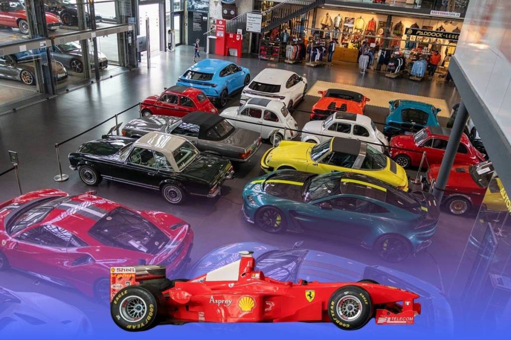 Historische Sportwagen und die private Formel-1-Sammlung von Michael Schumacher in der Motorworld Köln Rheinland.