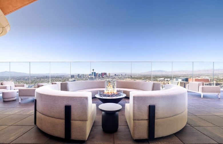 Legacy Club fire pit and Vegas rooftop views
