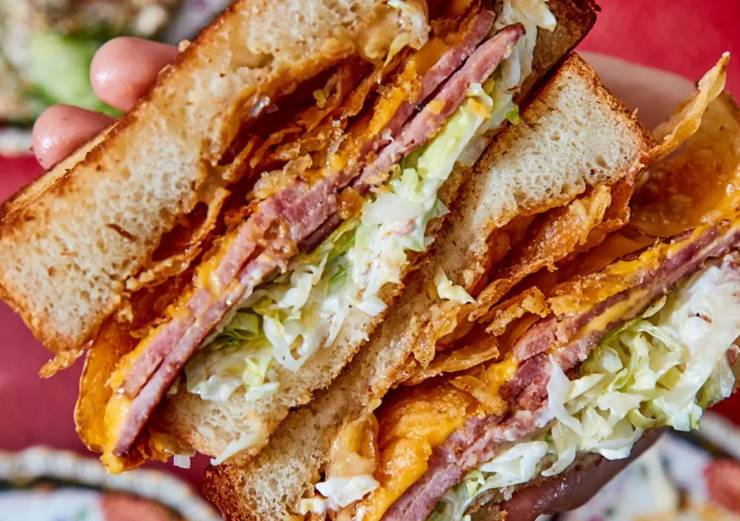 close up of Turkey sandwich