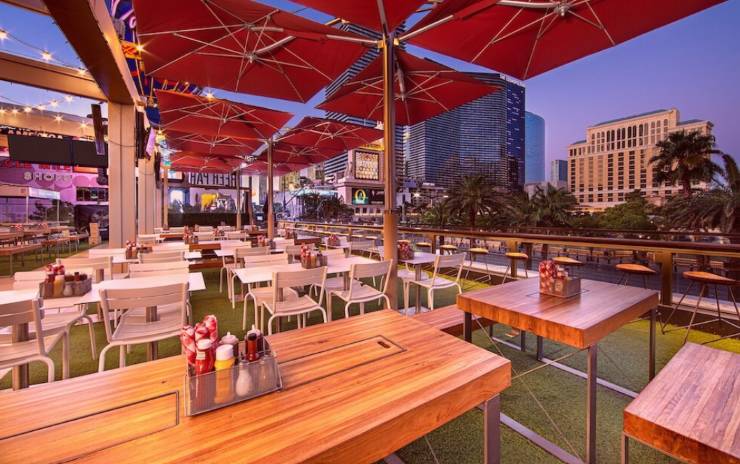 a rooftop sports bar in Vegas