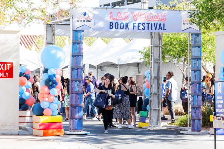 people at the entrance of Las Vegas book festival