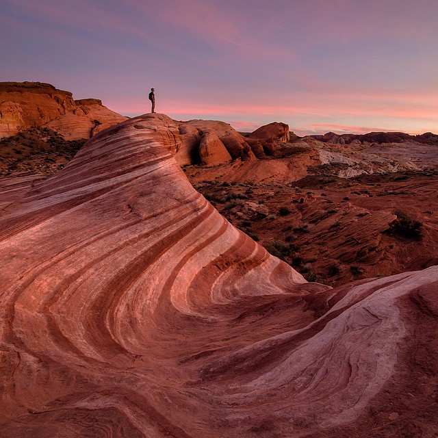 person hiking at Valley of Fire