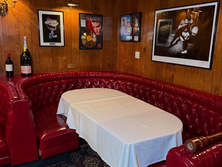 Elvis's booth at a steakhouse in Vegas