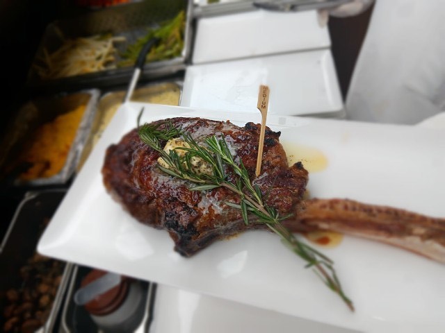 steak at a steakhouse in Vegas